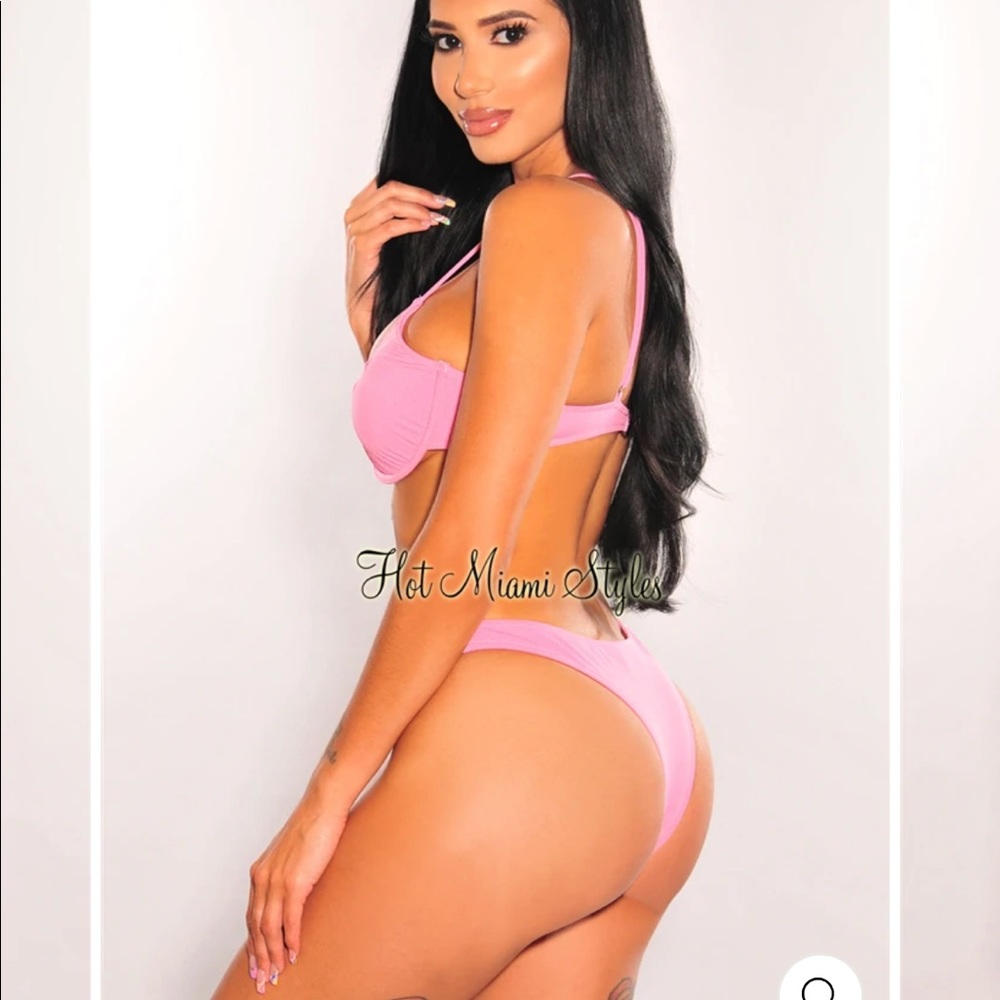 Pink Ribbed bikini Hot Miami Styles L - Picture 2 of 5
